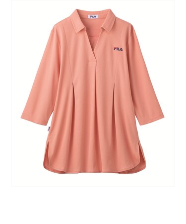 【当商品送料無料】FILA ポロチュニック 通販 チュニック 体型カバー レディース ポロシャツ 七分袖 7分袖 トップス ゆったり ロング丈