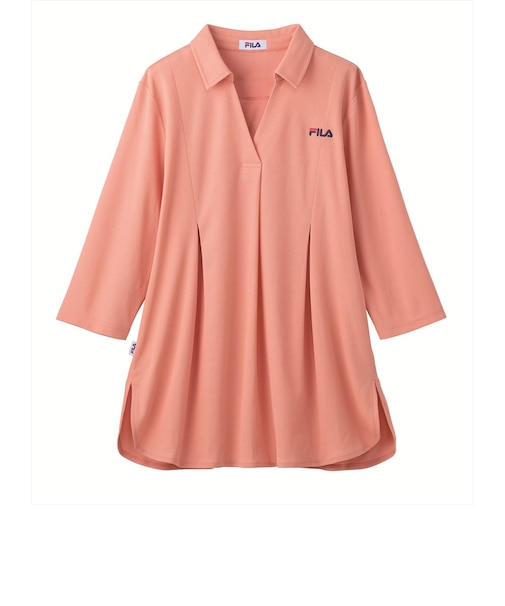 【当商品送料無料】FILA ポロチュニック 通販 チュニック 体型カバー レディース ポロシャツ 七分袖 7分袖 トップス ゆったり ロング丈