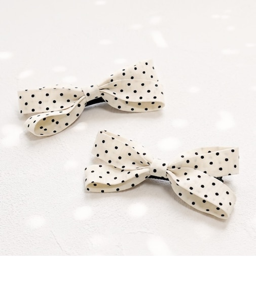 【当商品送料無料】ヘアクリップ リボン かわいい 通販 Rora ドッティ 2個セット ヘアアクセサリー 髪飾り キッズ 子ども こども 女の子