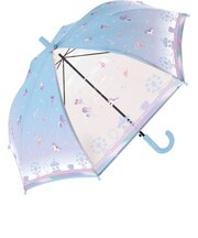 【当商品送料無料】キッズ長傘女の子 通販 子供用ジャンプ傘 透明窓付き雨傘 小学生通学用傘 50センチこども傘 ワンタッチ長傘 安全丸型手元