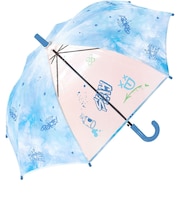 【当商品送料無料】キッズ長傘女の子 通販 子供用ジャンプ傘 透明窓付き雨傘 小学生通学用傘 50センチこども傘 ワンタッチ長傘 安全丸型手元