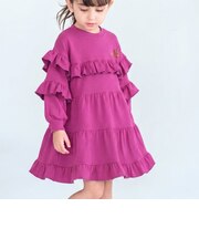 【当商品送料無料】Rora ワンピース 通販 フリルワンピース キッズワンピース 長袖ワンピース お出掛け かわいい 通園通学用 小学校低学年