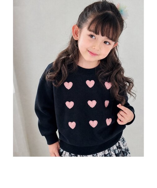 【当商品送料無料】子供服 女の子 トレーナー 通販 Rora ロマンティカ プルオーバー スウェット 長袖 ハート かわいい おしゃれ 可愛い
