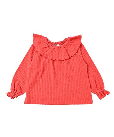 ニットサッカーフリルカラーカットソー