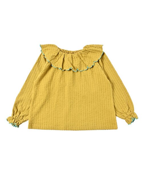 ニットサッカーフリルカラーカットソー