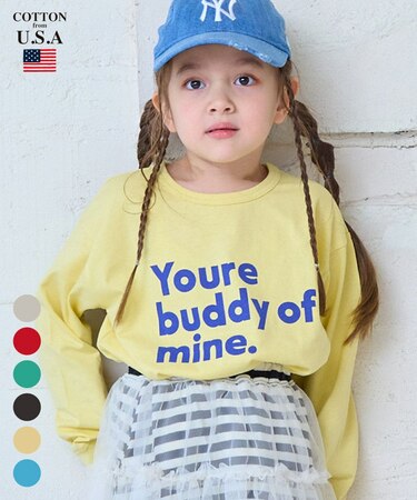 【COTTON from U.S.A】リブ付きプリントロンT