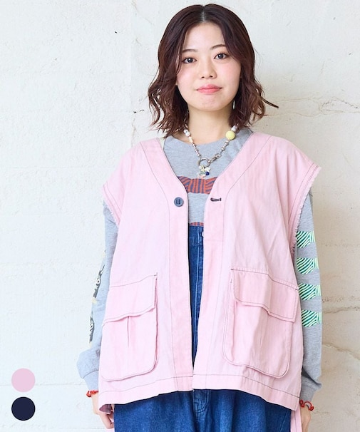 ヘリンボンツイルミリタリーベスト / 大人サイズ