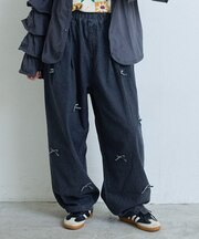 リボンいっぱいデニムバレルパンツ / 大人サイズ