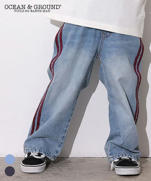 サイドラインデニムパンツ
