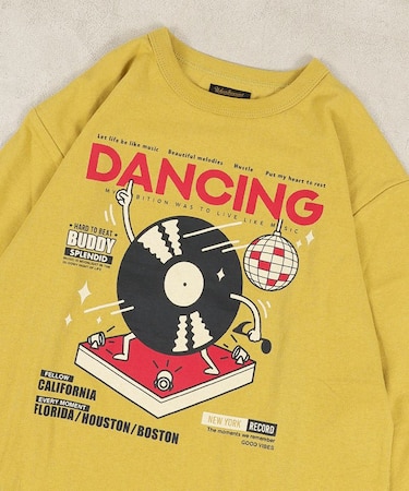 袖リブプリントロンT