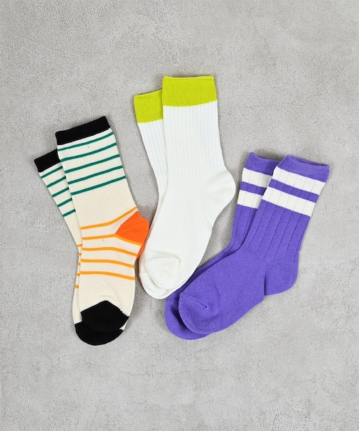 カラーデザインクルーソックス3PSET