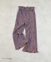 ギンガムプリーツフレアパンツ