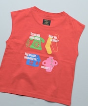 前後プリントフレンチスリーブTシャツ