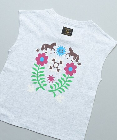 前後プリントフレンチスリーブTシャツ
