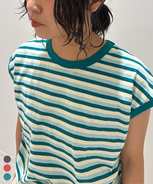 先染めボーダーリンガーTシャツ / 大人サイズ