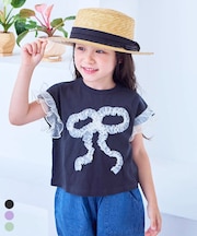 チュールフリルリボン半袖Tシャツ