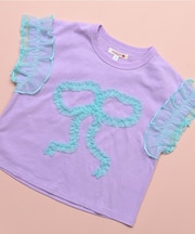 チュールフリルリボン半袖Tシャツ