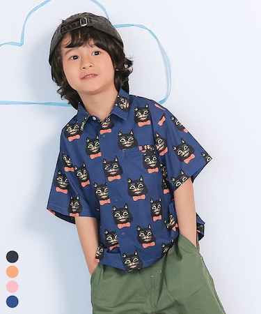 総柄半袖メッシュシャツ