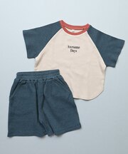 フェードワッフル配色ラグランセットアップ