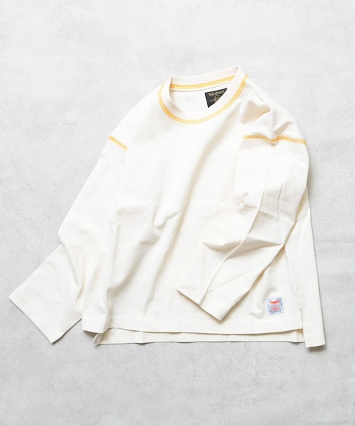 配色ステッチ長袖Tシャツ