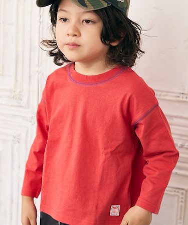 配色ステッチ長袖Tシャツ