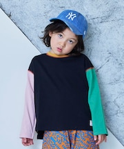 配色ステッチ長袖Tシャツ