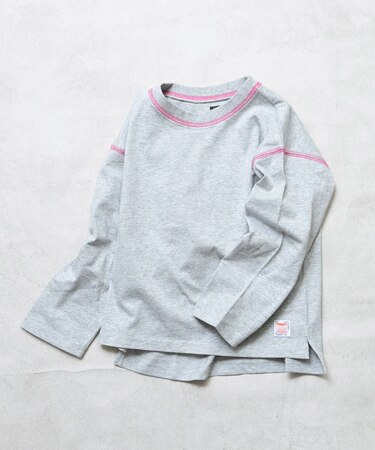 配色ステッチ長袖Tシャツ