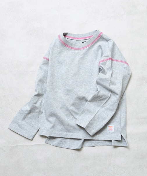 配色ステッチ長袖Tシャツ