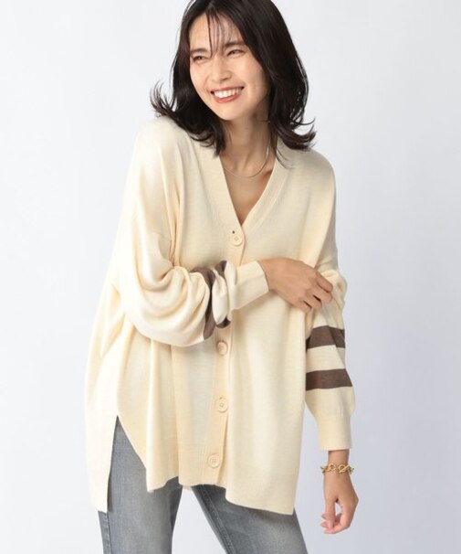 スリーブラインニットカーデ