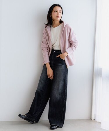 サスペンダー付きワイドパンツ