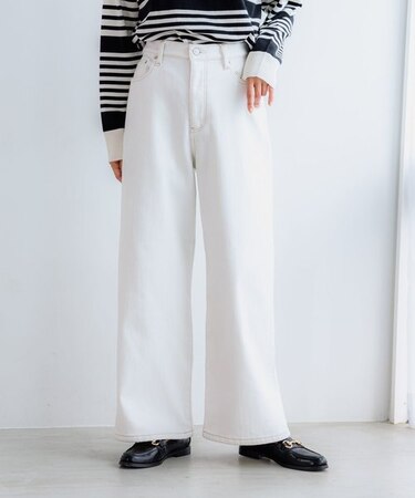 裏起毛ワイドデニムパンツ