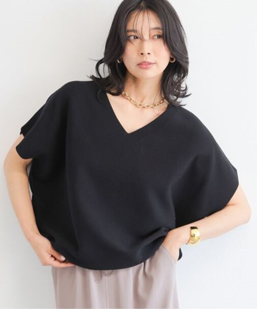 Vネックホールガーメントニット/ ハンドウォッシャブル