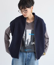畦編みZIPベスト