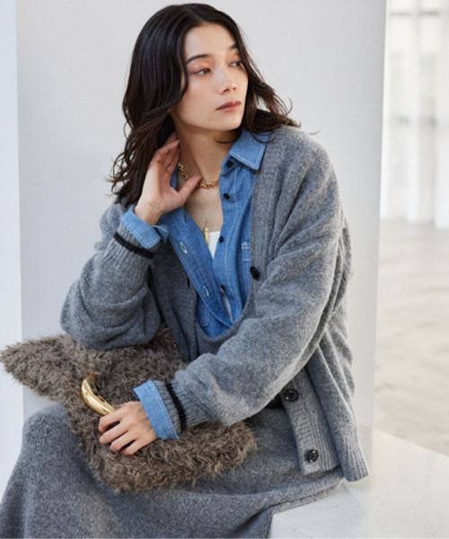 【試着のみ】ピンクハウスシャギーニットカーディガン/2022年 定価35,200 SOMETHING シャギーニットカーディガン|SOMETHING|サムシング