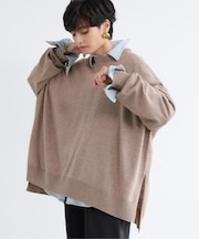 ハイゲージクルーポンチョニット