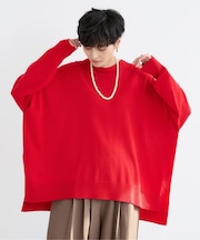 ハイゲージクルーポンチョニット