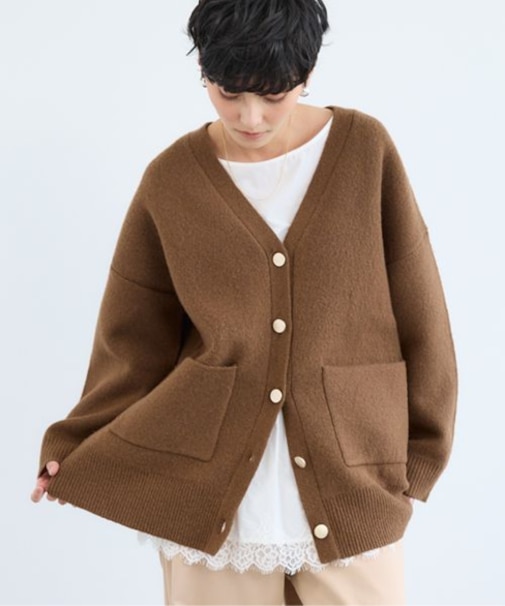 ポケ付きＷフェイスカーディガン / ハンドウォッシャブル