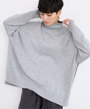 ハイネックワイドポンチョニット