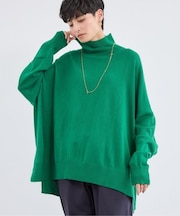 ハイネックワイドポンチョニット