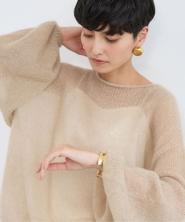モヘア袖ボリュームニット