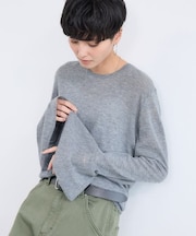 袖フレアシアーニット