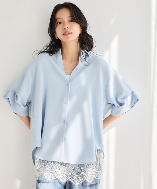 ポプリンWシルエットシャツ