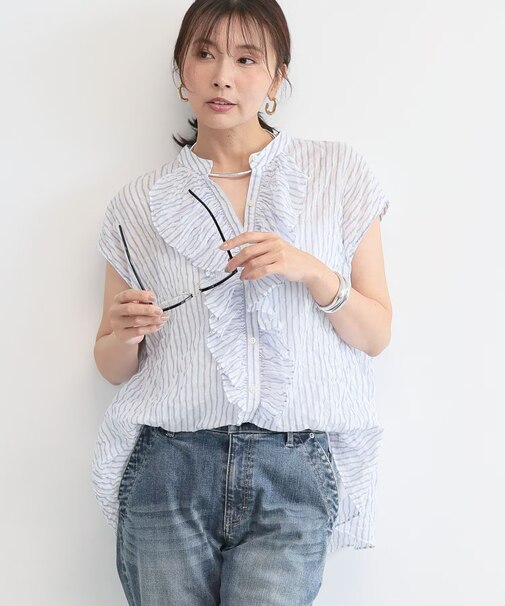 フレンチスリーブフリルブラウス / JAPAN FABRIC