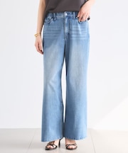 カットデニムストレートパンツ