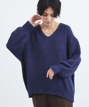 スラブＶネックニット / ハンドウォッシャブル