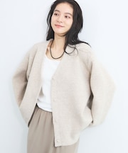 接結配色カーディガン