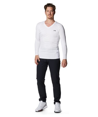 UA HEATGEAR FITTED LONG SLEEVE V-NECK SHIRT