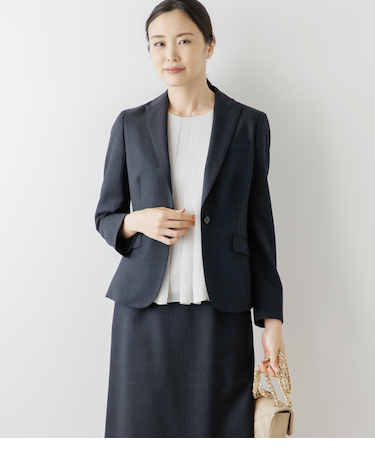 ウールシャドーストライプ ピークドラペル1釦ジャケット