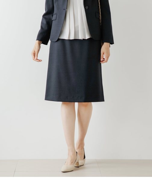 ウールシャドーストライプ Aラインスカート