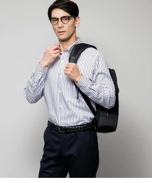 NY CARE FREE・SUPIMA COTTON アイビーストライプ 長袖ボタンダウンシャツ